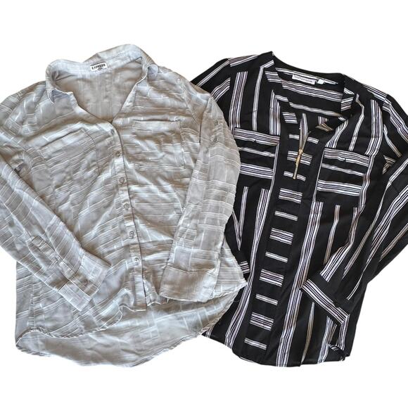 Women’s Blouse Bundle Size Medium Loose Fit Flowy Black and White - Picture 1 of 7